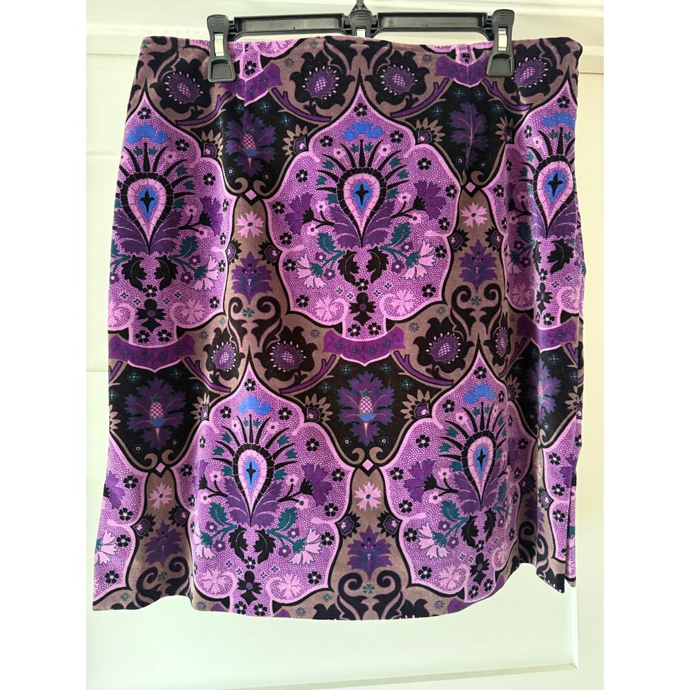 Vintage Harolds Purple Velvet Burnout Mini Skirt Paisley Psychedelic Y2K